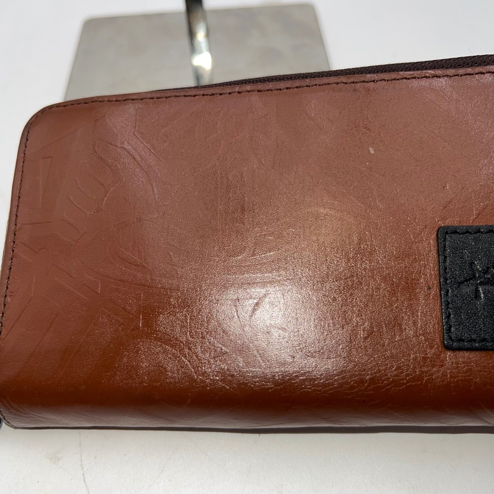 Vivienne Westwood Anglomania Brown Embossed Orb Logo Zip Around Wallet - Picture 2 of 10